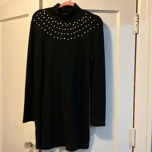 Zara mock turtle neck dress with pearl detail